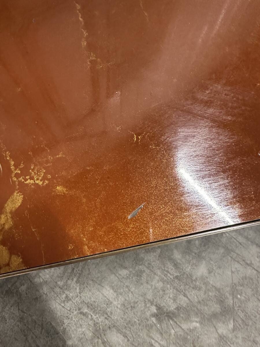 Guy Lefèvre coffee table for Maison JANSEN, imitation lacquer top, circa 1970.