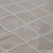 Tapis beige et blanc fait main en pure laine 65x144cm