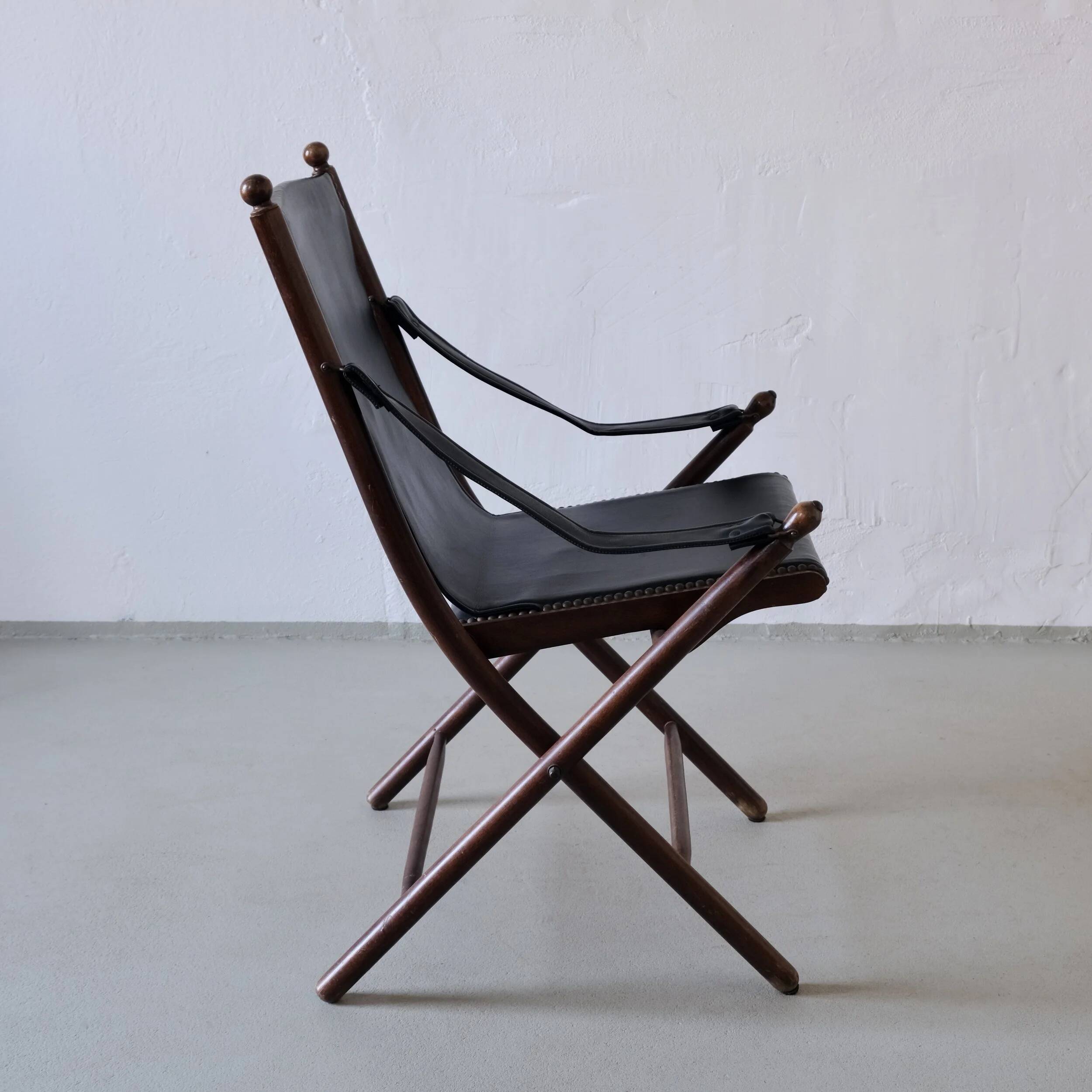 Vintage folding chair and tray table set | Campaign style