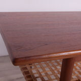 Mid-Century Teak and Rattan Coffee Table, 1960s