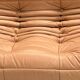 French camel brown leather Togo living room set attributed to Michel Ducaroy for Ligne Roset, set of 4