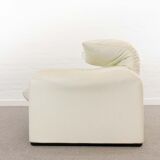 Maralunga 2-seater sofa in white leather by Vico Magistretti for Cassina