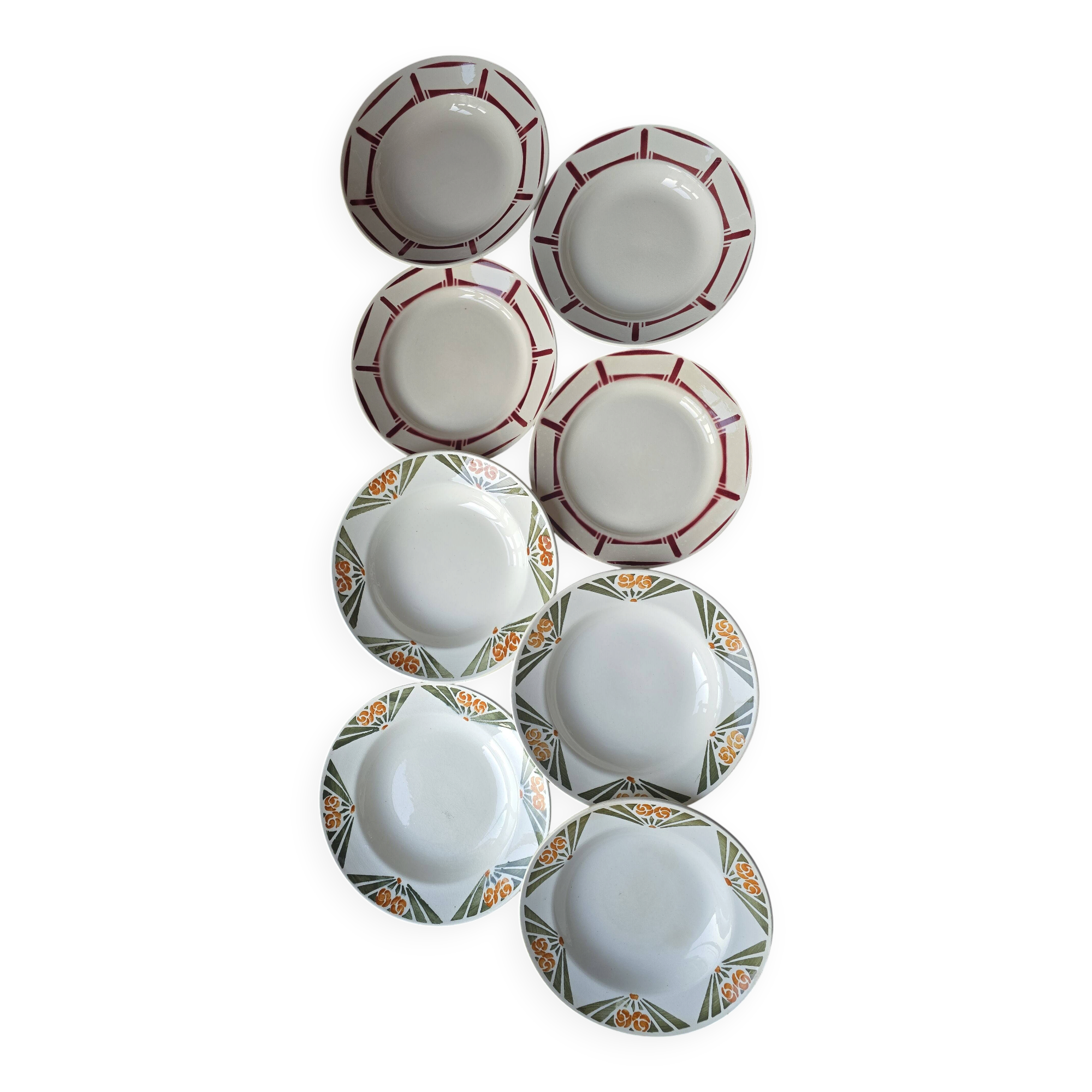 Antique Art Deco plates from the 1930s by Badonviller and Labrut brothers.