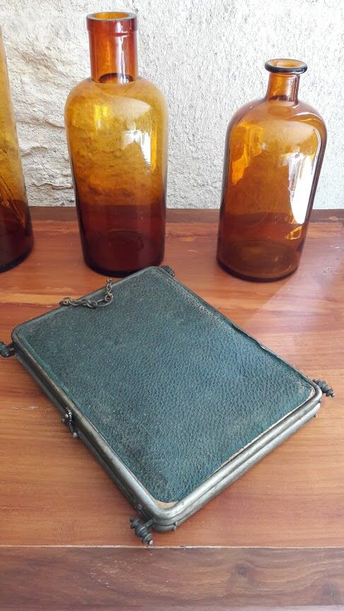 Barber triptych with towers brass mirror 58x24cm