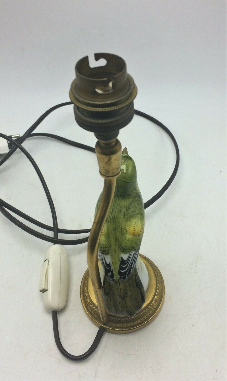 Bronze lamp and bird porcelain signed EC