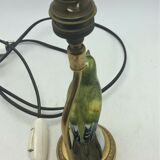 Bronze lamp and bird porcelain signed EC