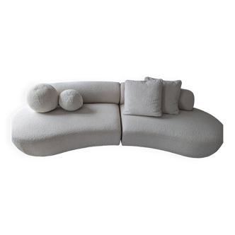 4-seater rounded ecru curled sofa Eichholtz