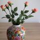 Large Chinese ginger jar with multi-colored porcelain lid