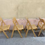 Series of 4 Scandinavian folding chairs 70s