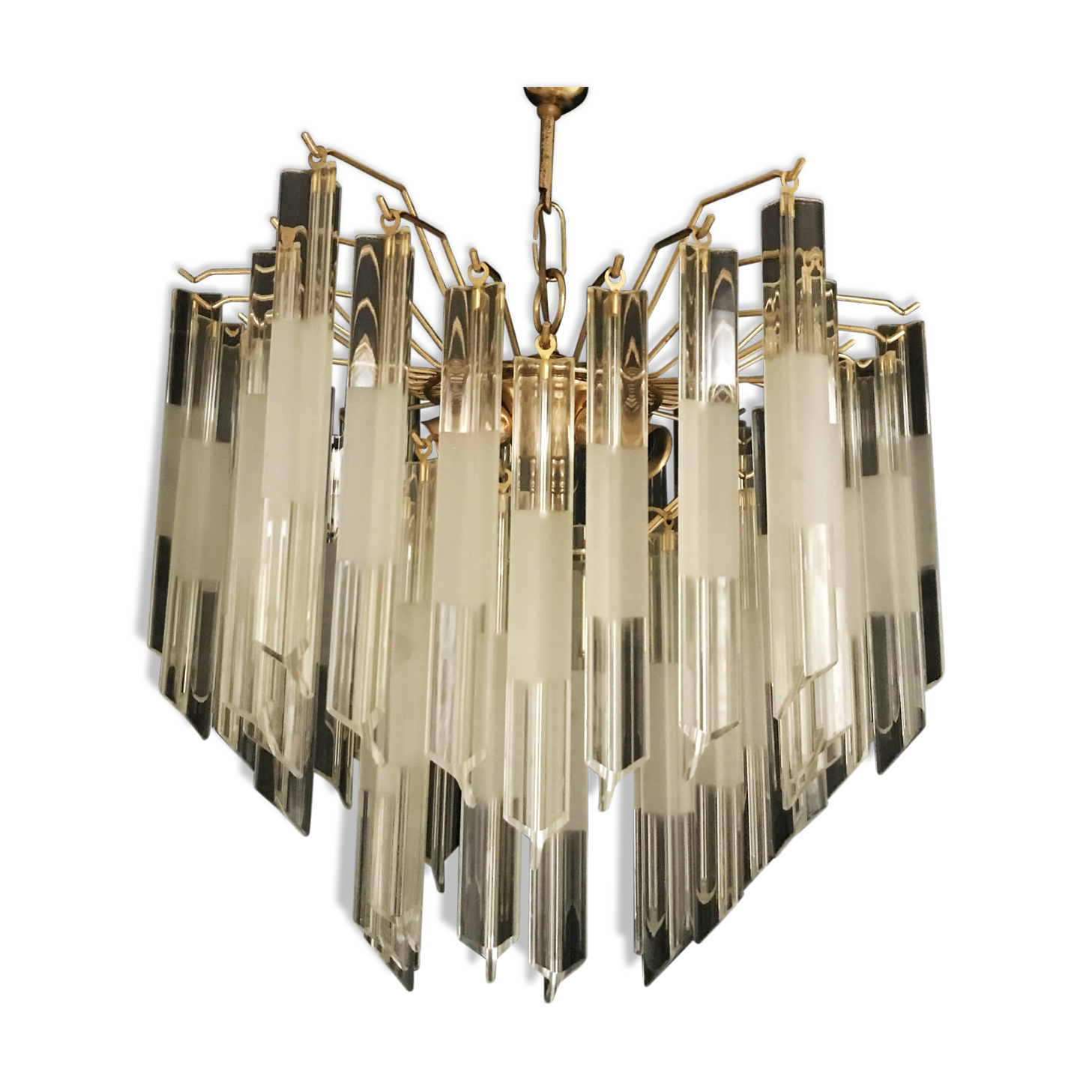 Venini Triedi Crystal Chandelier 1970