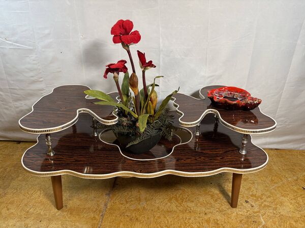 Table basse à étagères rétro vintage des années 60 / Support de plante en Formica