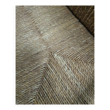 Vintage French papercord sofa with a metal frame base