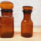 Duo amber glass jars