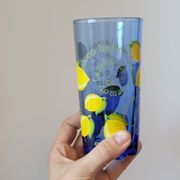 Service to orangeade citronnade in vintage blue glass carafe + 6 glasses