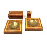 Cendriers en laiton et bois, briquet et boîte à cigares, italie 1970
