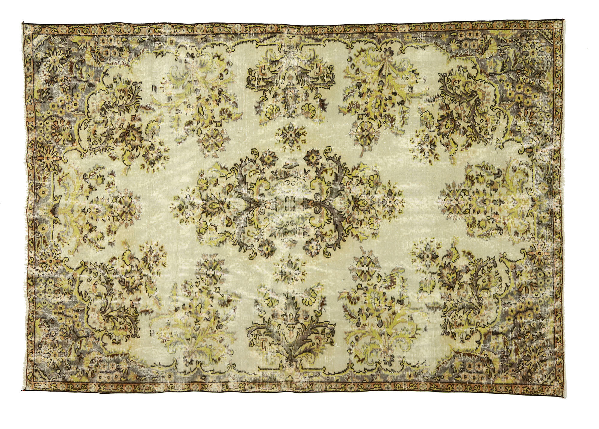 Anatolian handmade vintage rug 233 cm x 165 cm
