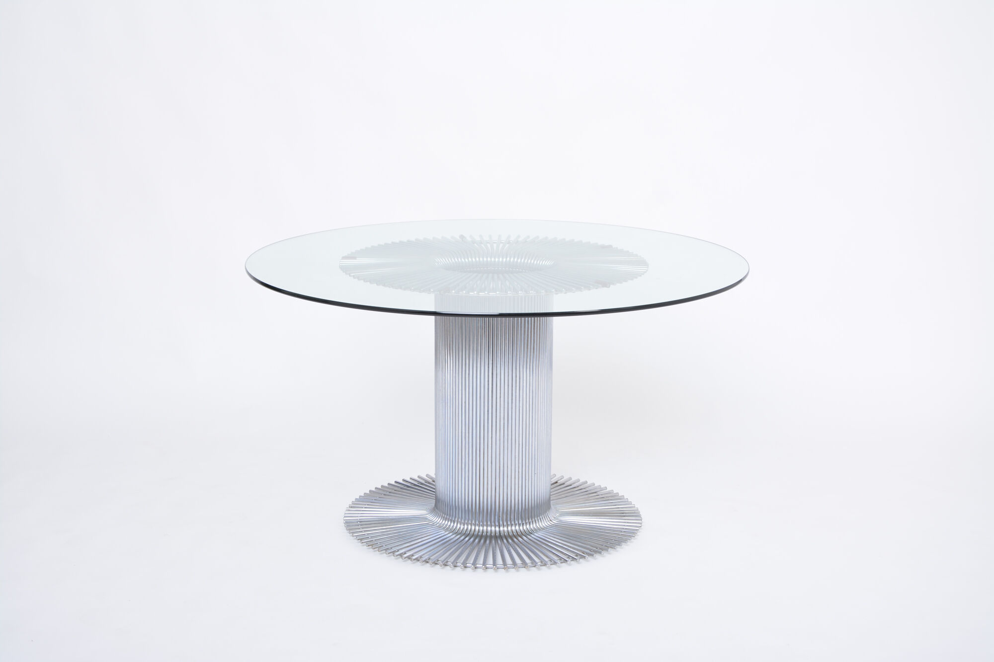 Table à manger italienne en métal chromé et verre