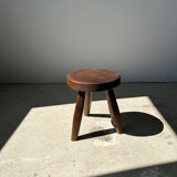 Brown solid wood stool flat circular seat