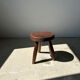 Brown solid wood stool flat circular seat