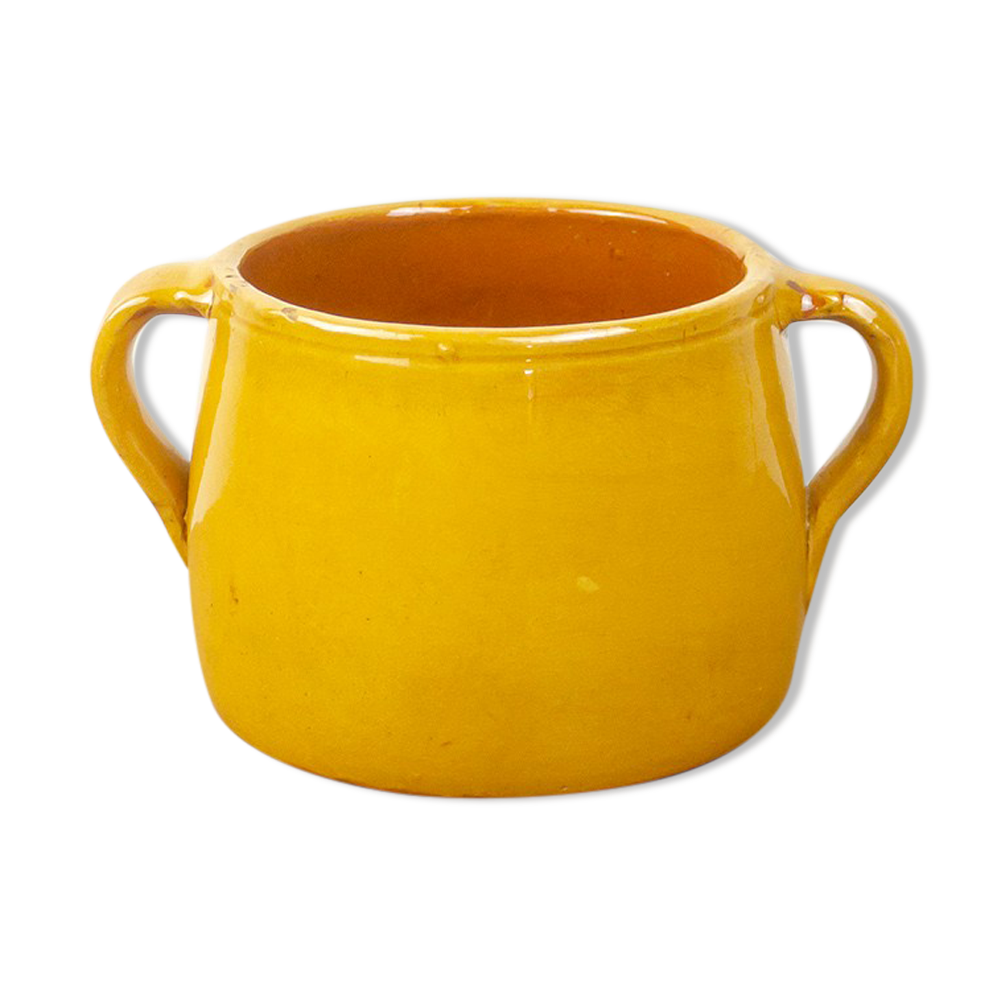 Yellow ochre pot with double handles