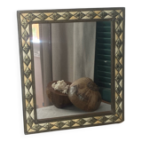 Oriental mirror in bone, copper and brass