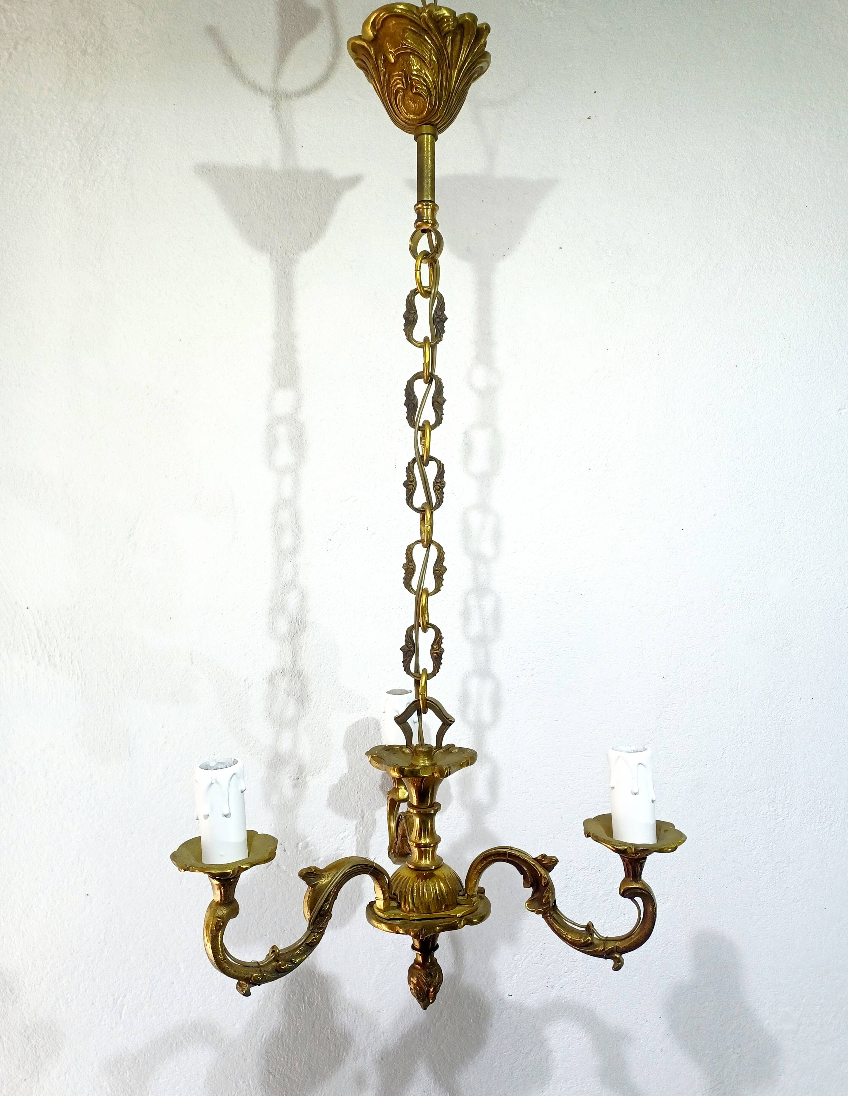 3-Light Bronze Chandelier