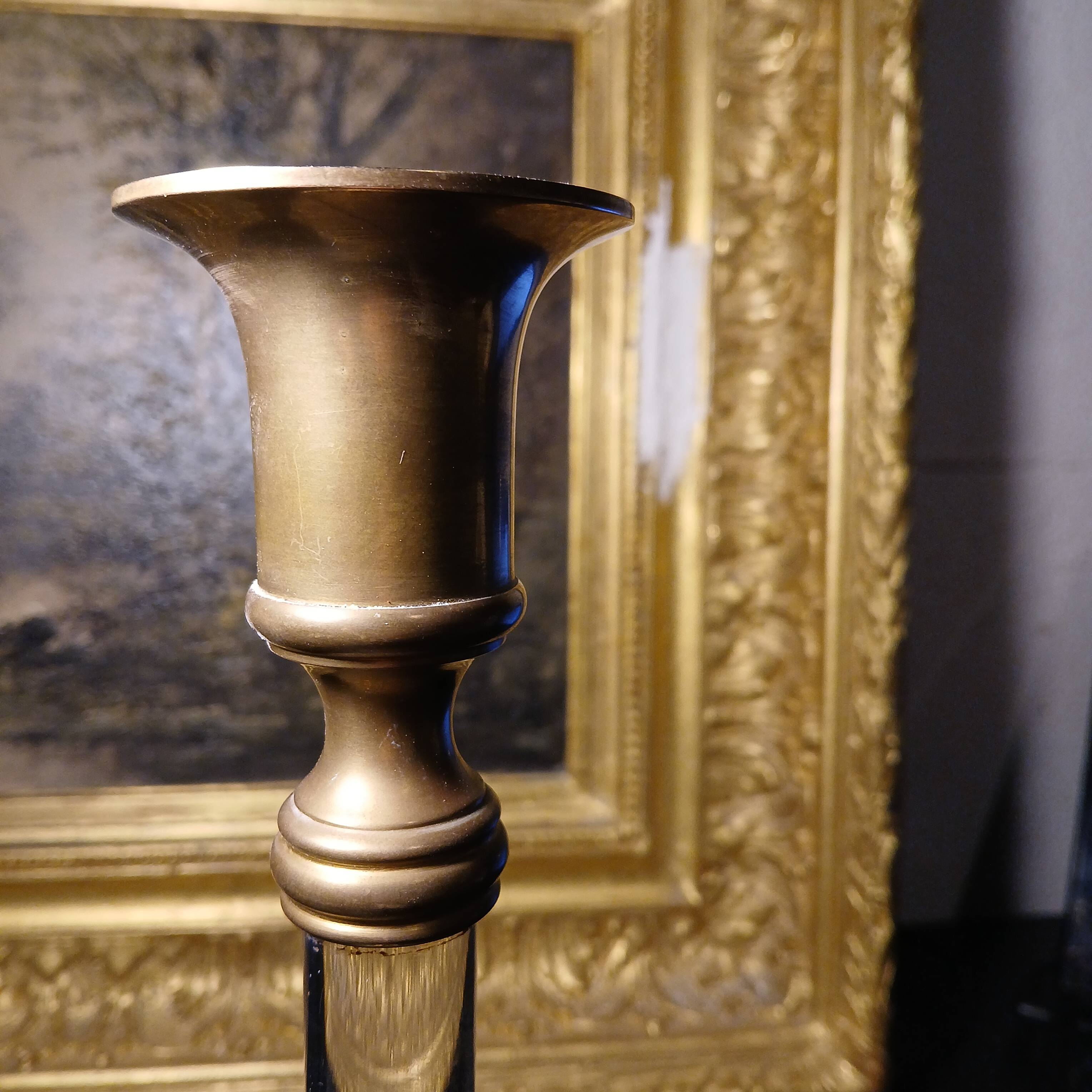 Brass crystal candlestick
