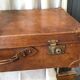 Vintage suitcase in indoor leather light khaki fabric