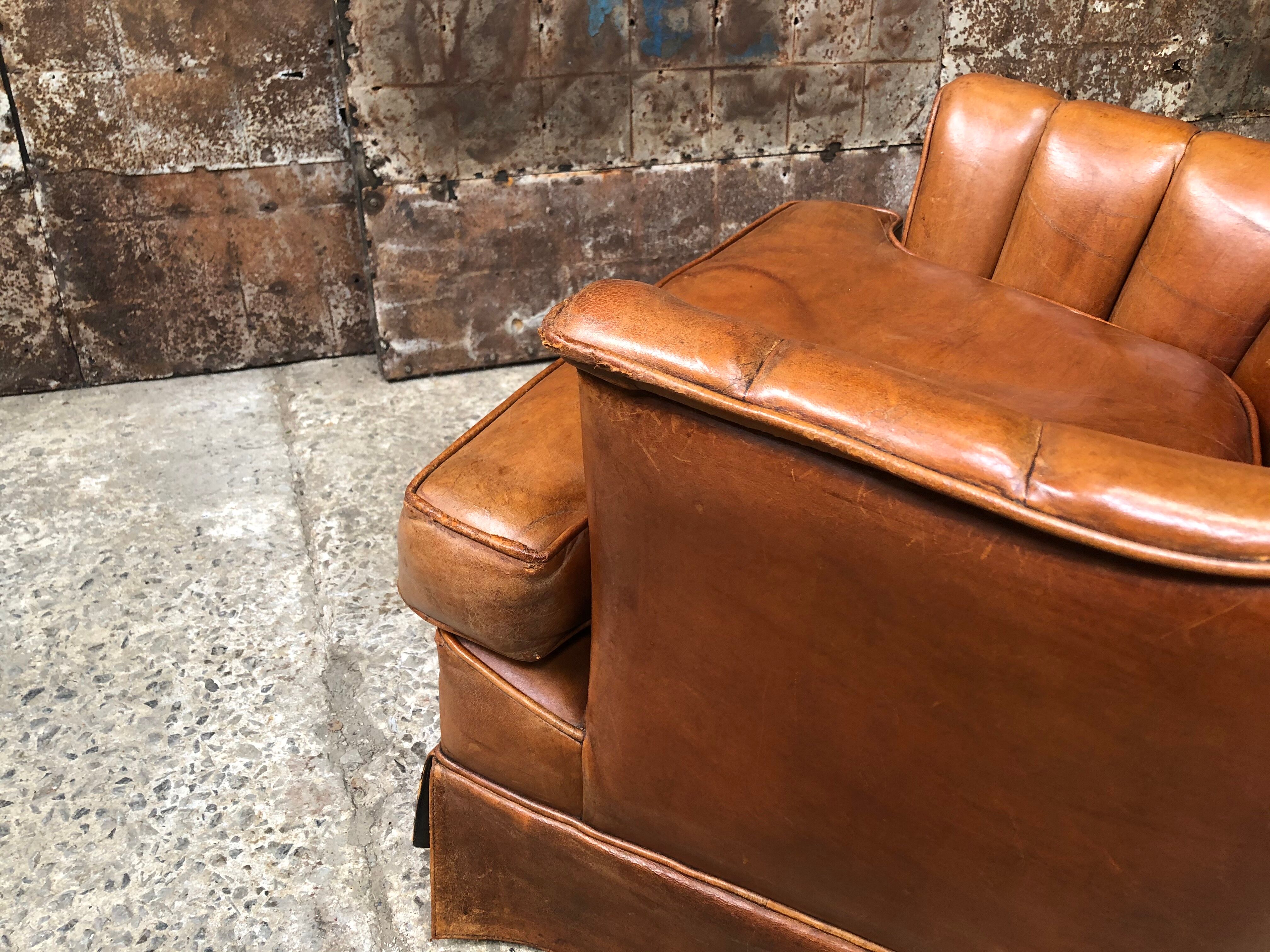 Leather club armchair