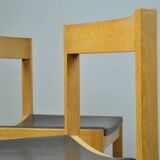 Vintage oak DUTCH DESIGN dining chairs in modern minimalist style, 1960s