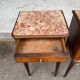 Pair of Louis XV bedside tables, 19th century, marquetry and pink marble