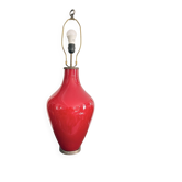 Pied de lampe mid-century en verre opalin rouge