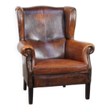 Vintage sheep leather wingback chair