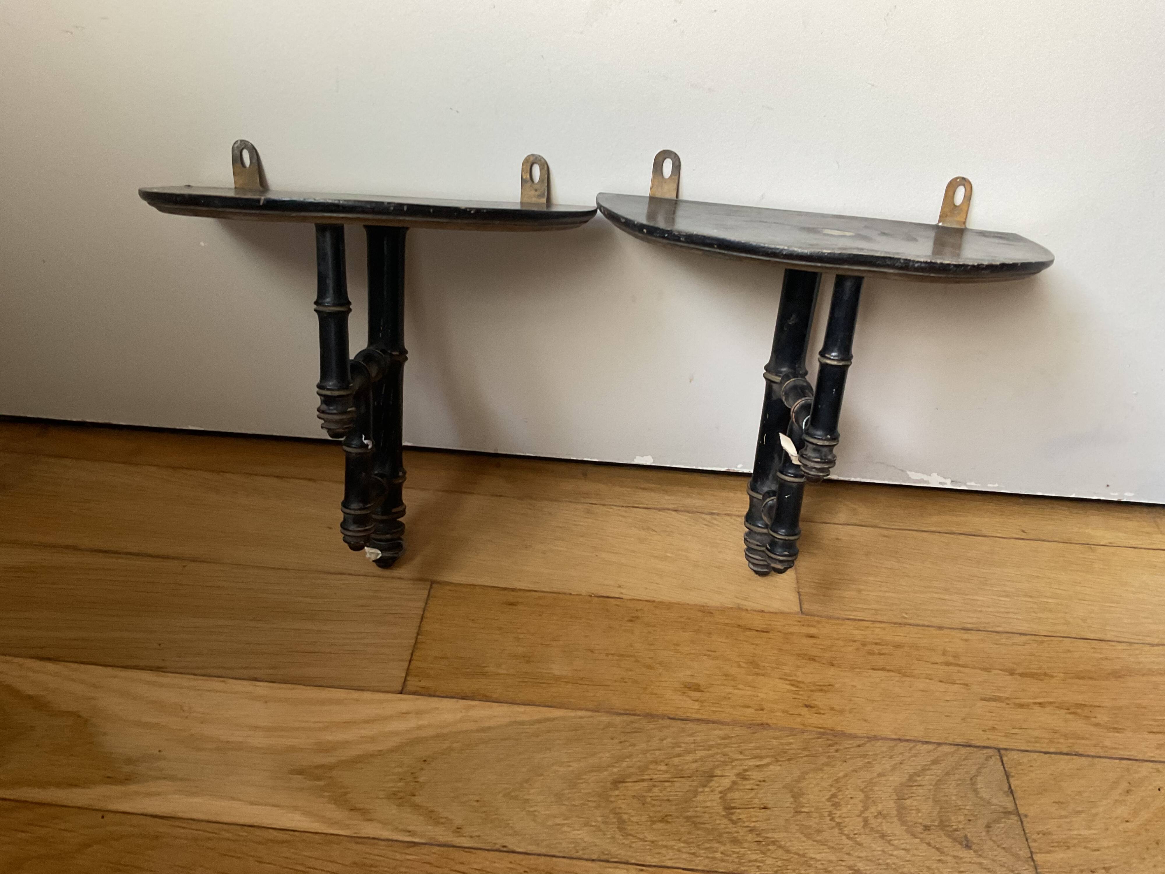 Pair of small wall-mounted consoles, late 19th century.