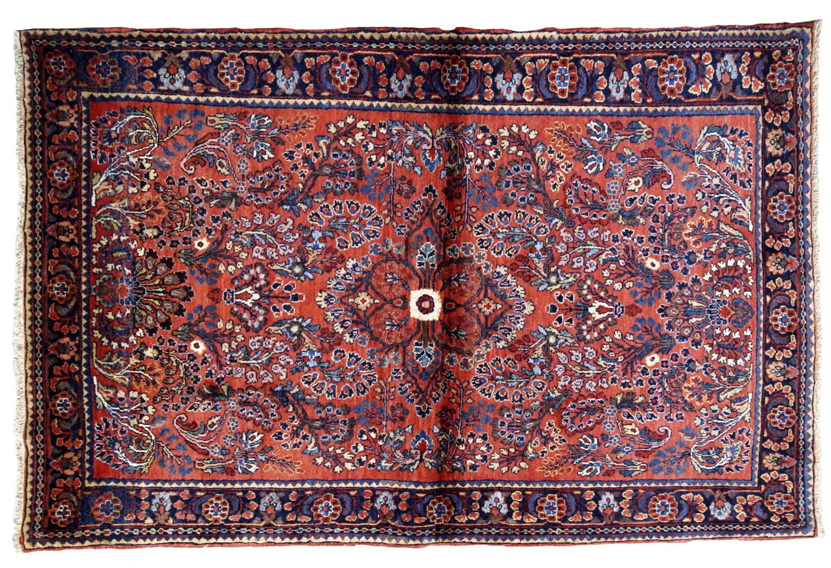 Handmade antique Persian Sarouk rug 3.2' x 5.2' (97cm x 158cm) 1920s