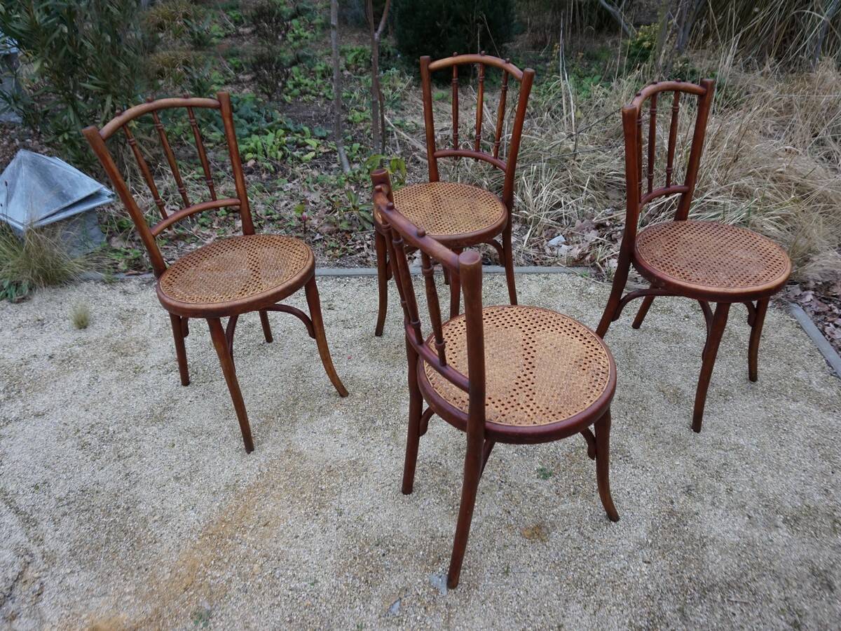 Chaises de salle à manger bistro Thonet originales, lot de 4