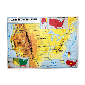 Vintage school map of the United States MDI year 1987
