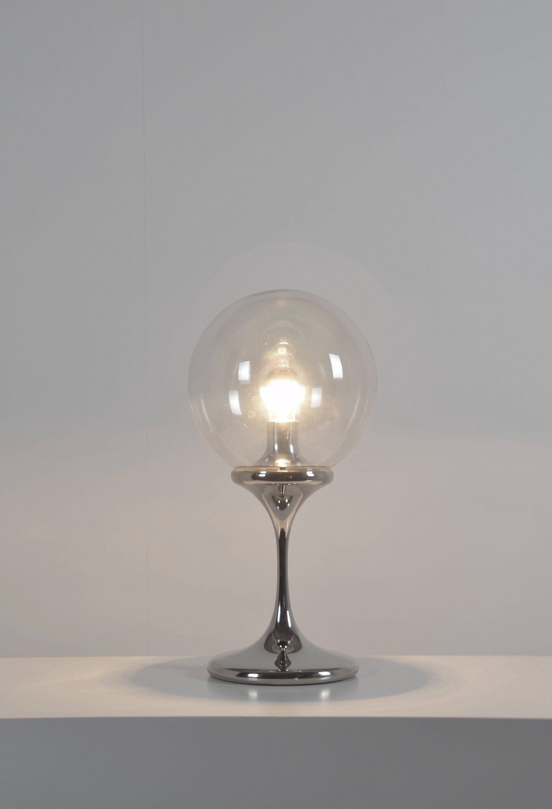 Space age table lamp by Doria Leuchten with chrome and glass, 1970s