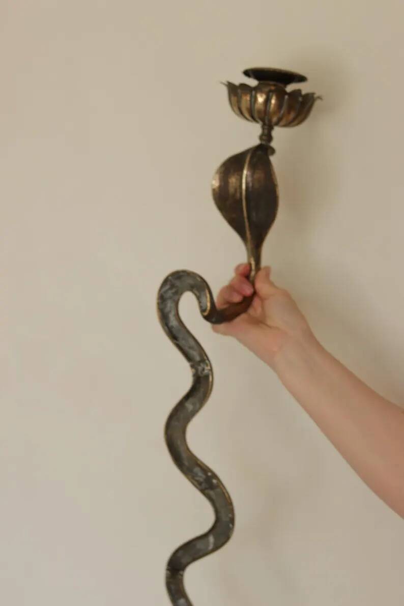 Pair of Neo-Egyptian Style Engraved Brass Wall Sconces Featuring Cobras
