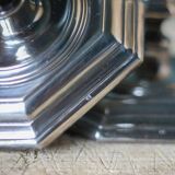 Pair of silver metal empire style candlesticks, candle holder, torch, interior decoration