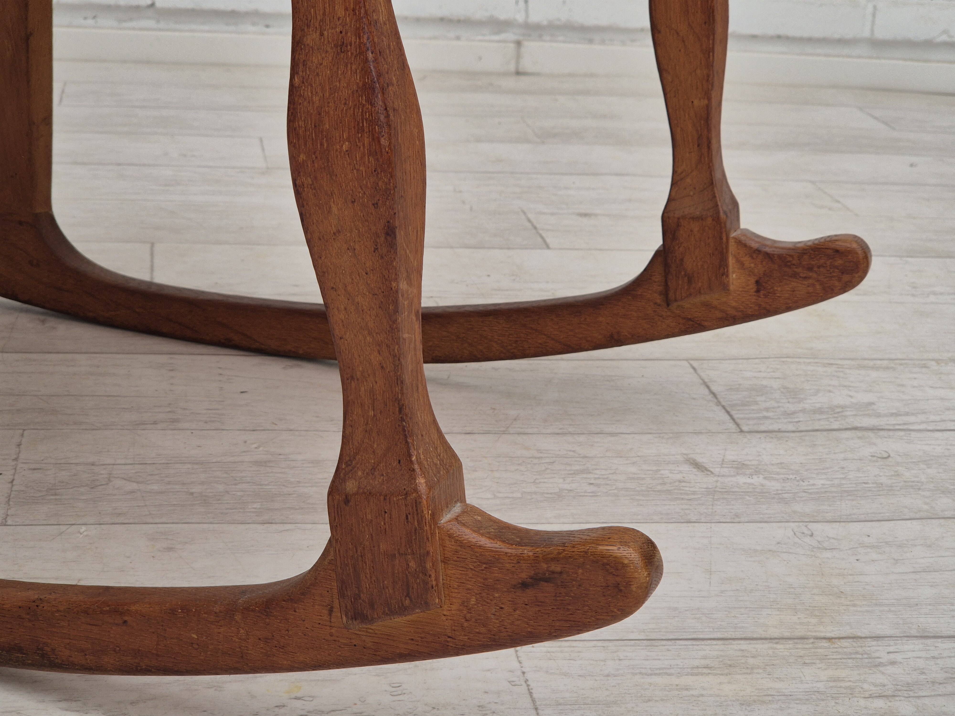 11960s, Danish rocking chair, original good condition, solid oak wood, furniture wool fabric.