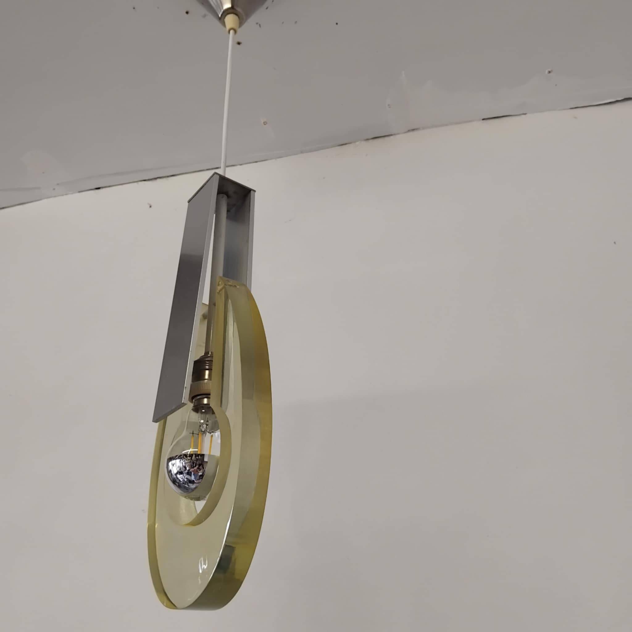 60s/70s metal and resin pendant light