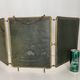 Vintage 1920s triptych barber mirror in gold with green crocodile effect - 37 x 87.