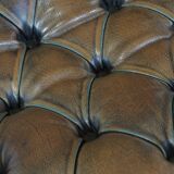 Green Vintage English Chesterfield Armchair with Wood Accents