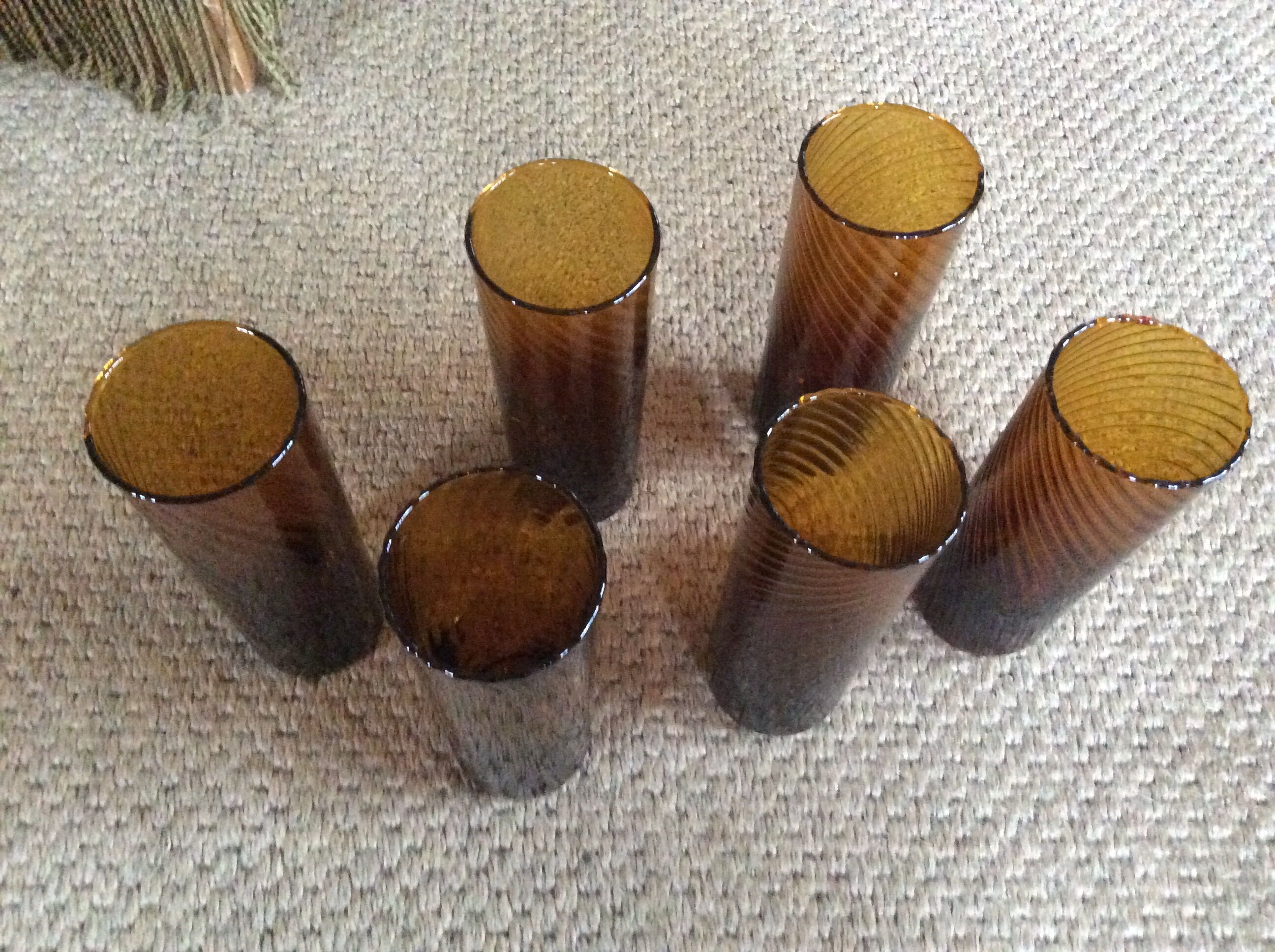 Série de 6 verres ambres