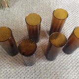 Series of 6 amber glasses