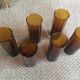 Series of 6 amber glasses