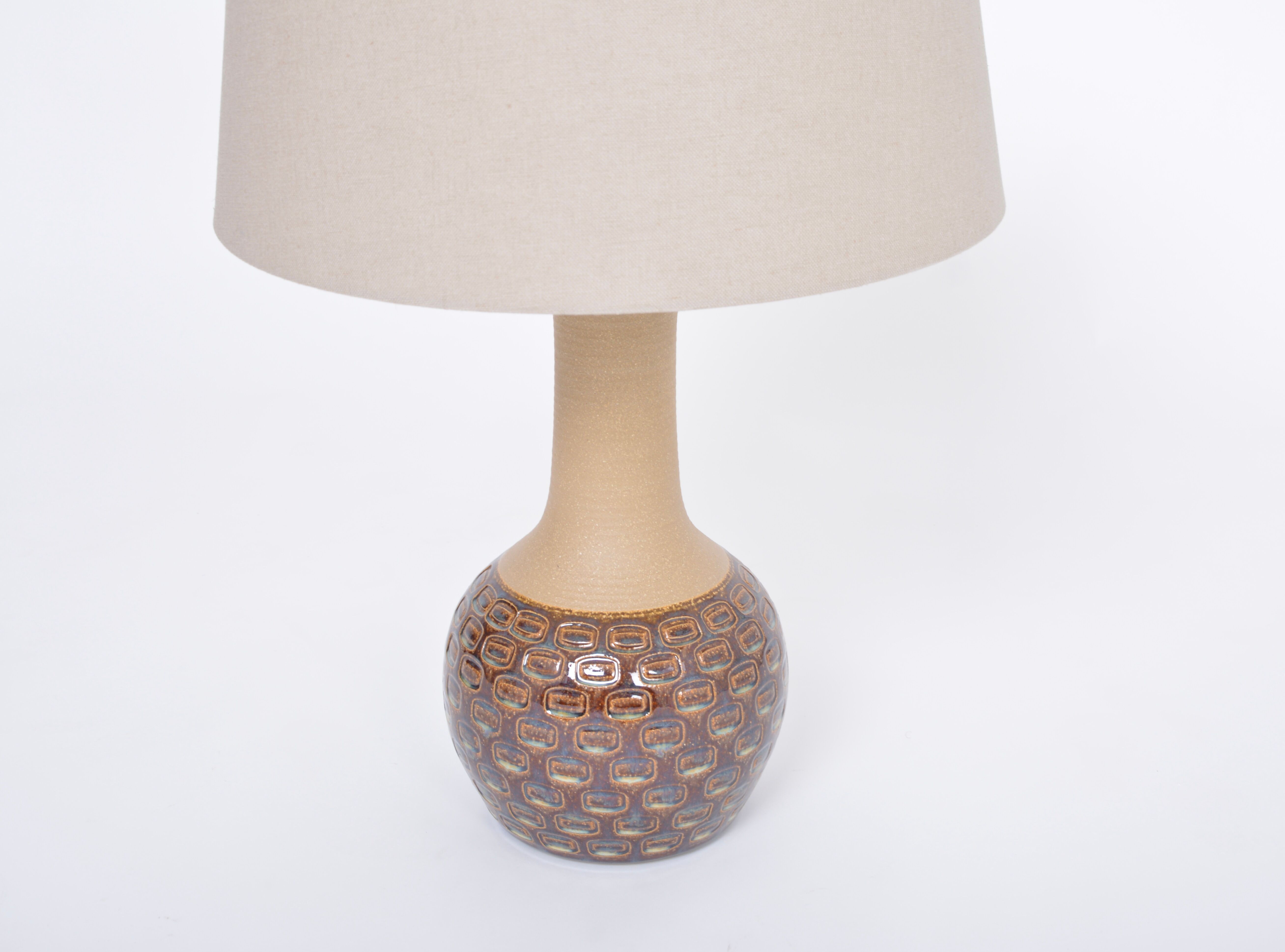 Handmade Danish Mid-Century Modern Stoneware Lamp with Graphic Pattern by Soholm