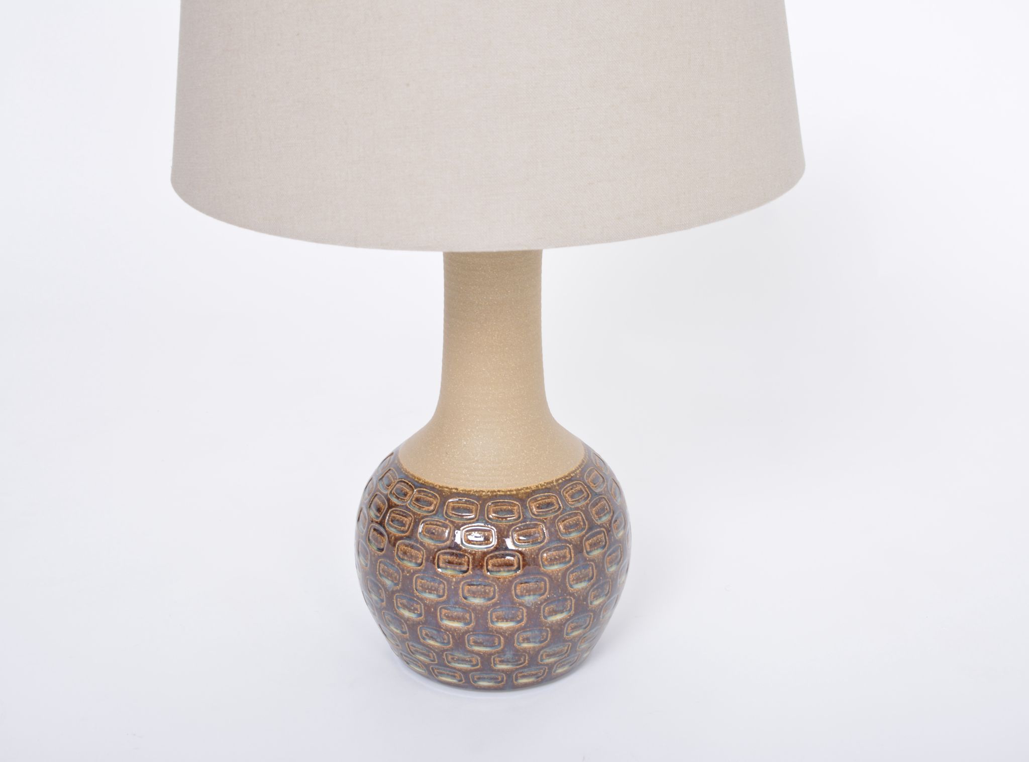 Handmade Danish Mid-Century Modern Stoneware Lamp with Graphic Pattern by Soholm