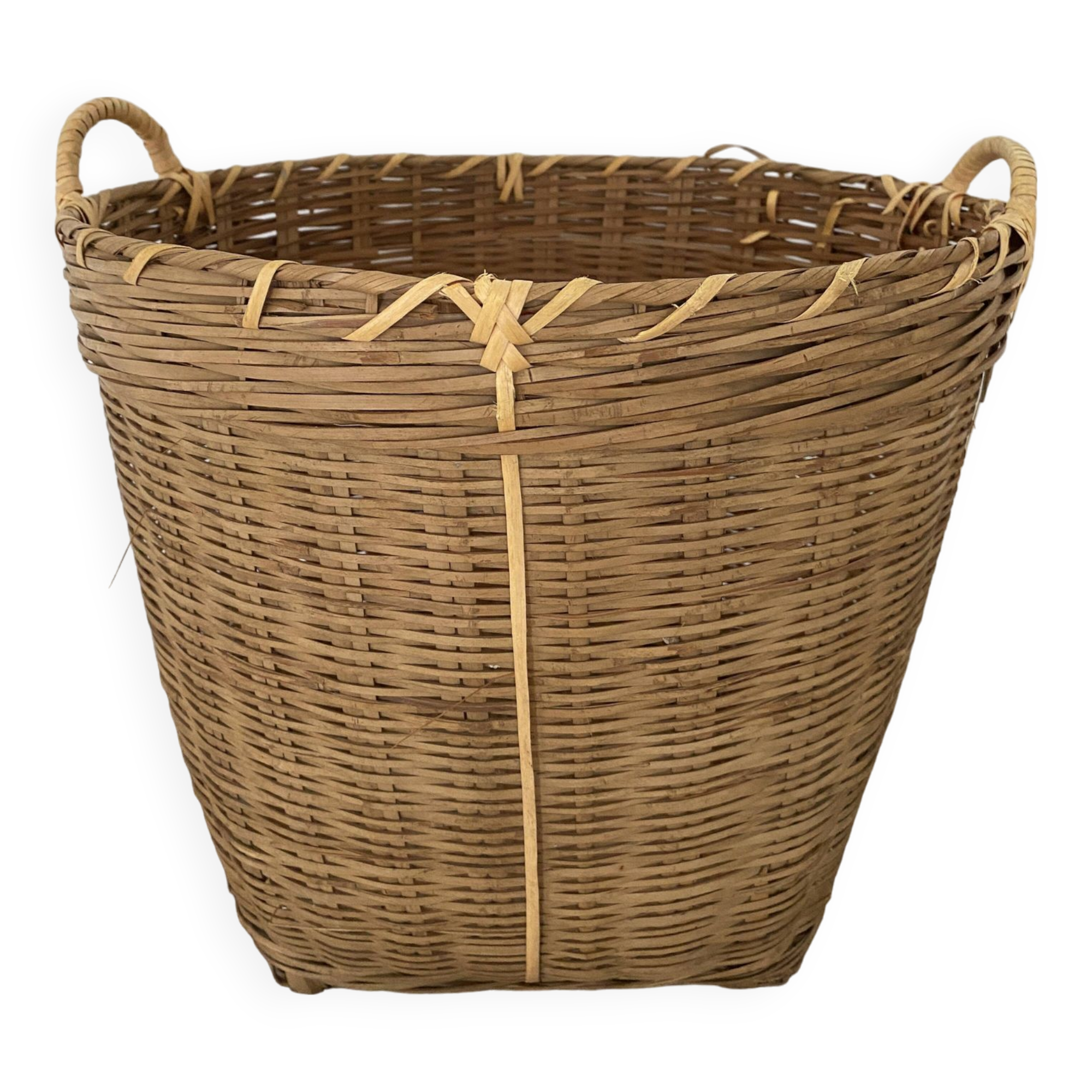 Basket, vintage bamboo laundry basket, toy basket, storage basket